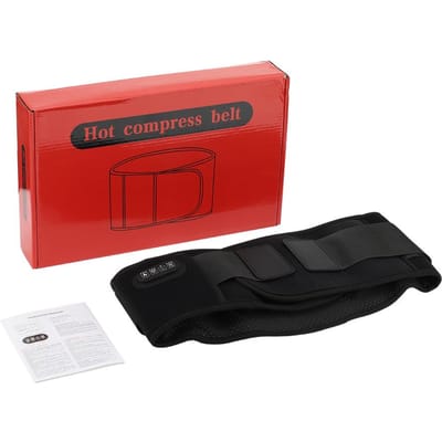 Verwarmende Vibrerende Taille Massageriem 3 Niveaus Dubbel Rood Licht Hete Kompres Lage Rugmassage Lendensteun zwart