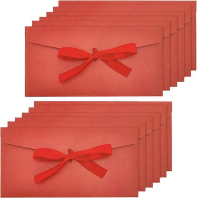 Kraft Papieren Enveloppen voor Geldcadeaus met Moeder van Parel Glans en Strik, Verjaardag en Bruiloft (22x11CM)