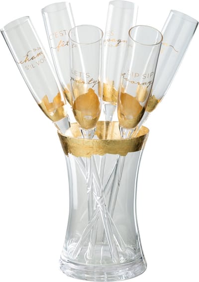 J-Line glas chamapgne In Vaas - glas - goud