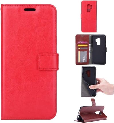 LuxeBass Hoesje geschikt voor Samsung Galaxy S9 Booktype / Portemonnee TPU Lederen Hoesje Rood - telefoonhoes - gsm hoes - telefoonhoesjes - telefoonhoes - gsm hoes - gsm hoesjes