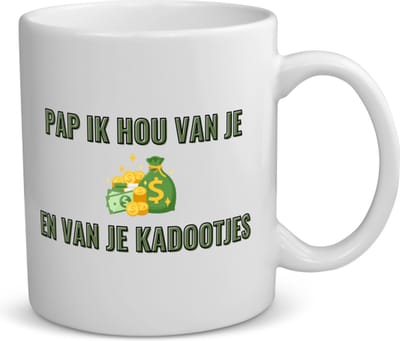 Akyol - pap ik hou van je en van je kadootjes koffiemok - theemok - Papa - vader met veel geld - vader cadeautjes - vaderdag - verjaardagscadeau - verjaardag - cadeau - geschenk - kado - gift - vader artikelen - 350 ML inhoud