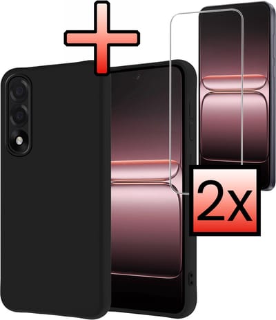 Hoesje - Met 2x Screenprotector - Geschikt voor OnePlus Nord 5 - Sterk & Shockproof - Back Cover - Siliconen Case - Telefoon Hoes - Zwart