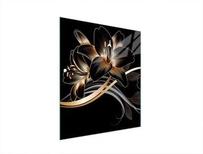 TMK ArtDeko Serie - Glazen Snijplank - 45x52 cm - Orchidee Motief - Veelzijdig en Modern