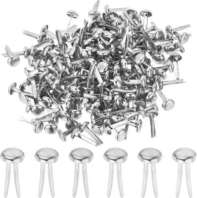 200 Stuks Paper Brass Fasteners - Mini Metalen Splitpennen voor Creatief Knutselen en Scrapbooking, Zilver, 8 x 15mm
