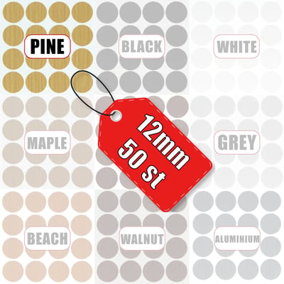 AMIG Schroefgatstickers Grenen 12mm Zelfklevend PVC Meubel - 50 Stuks