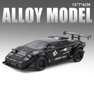 1:32 Lambor Countach Lbwk Svj63 Legering Diecast Miniatuur Auto Model Speelgoed Pull Back Deuren Geopend Rubberen Band Voertuigen Vriend Ornament