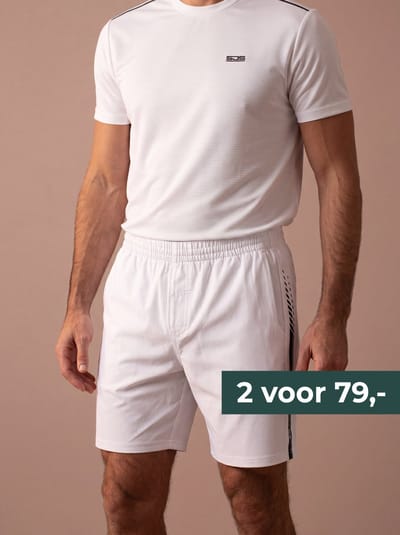 Sjeng Sports MICHAEL - Maat: M Real White - Tennis Shorts Mannen - Sportbroek - Polyester/Elastaan