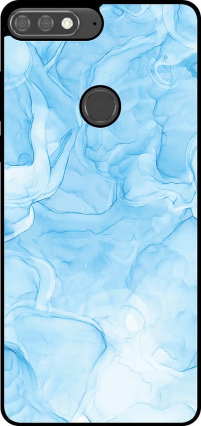 Smartphonica Telefoonhoesje Geschikt voor Huawei Y7 Prime (2018) met marmer opdruk - TPU backcover case marble design - Lichtblauw geschikt voor Huawei Y7 (2018)