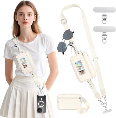 Crossbody Lanyard met RFID Portemonnee, Verstelbare Clip en Afneembare Tas voor Telefoongebruik