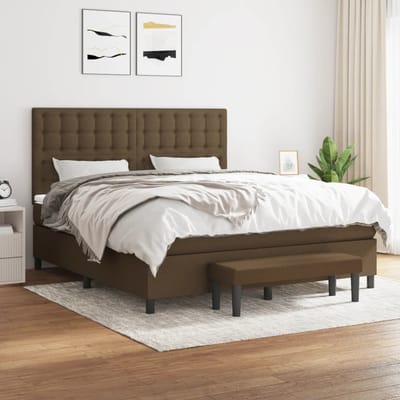vidaXL - Boxspring - met - matras - stof - donkerbruin - 160x200 - cm