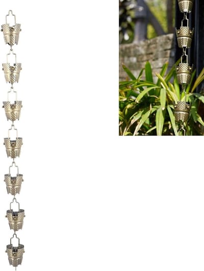 Regenketting - Dakgoot Ketting - Decoratieve Waterafvoer - Verstelbare Lengte - 100 cm - Brons
