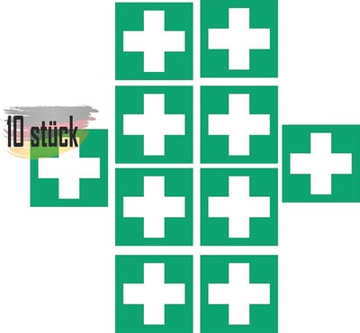 Eerste Hulp Stickers voor Nooduitgangen - 10 Stuks - 5 x 5 cm - UV-bestendige Veiligheidsmarkering