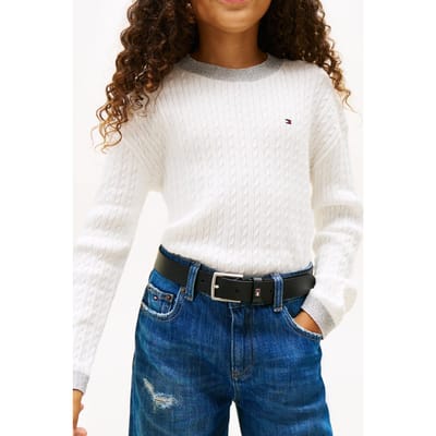 Tommy Hilfiger Girls Mini Cable Sweater Ivory Silk Taglia: 8 | Maglioni Outlet | kids | Bianco