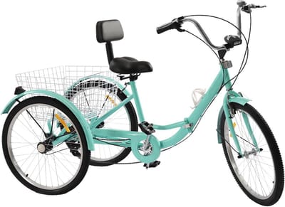Opvouwbare Driewieler 24 Inch met 7 Versnellingen en Boodschappenmand