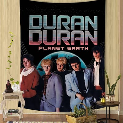 D-Duran Duran Muziekband Anime Wandkleed Hippie Bloemen Wandtapijten Slaapkamer Decoratie Wanddecoratie Huisdecoratie 60x90cm gray