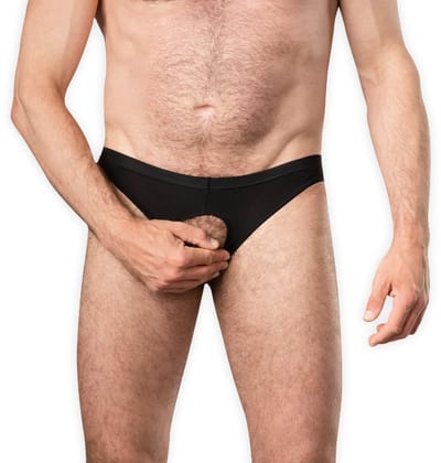 Amorable - Herenslip met Open Kruis - One Size - Zwart
