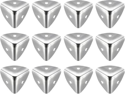 Metalen hoekbeschermers, randbescherming, 25 x 25 x 25 mm, zilverkleurig, 24 stuks, voor tafelhoeken en kantoorhoeken