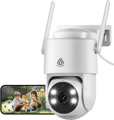 Beveiligingscamera Buiten - IP Camera WiFi - Huisbewaking - 360 Graden Draaibaar - 2K Resolutie - Wit