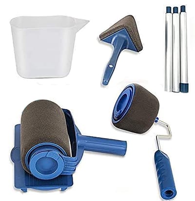 NTHProducts - Verfroller Set - 6-delige set - Multifunctioneel en naadloos - Blauw - Perfect voor hoeken en randen - Geschikt voor muur en plafond