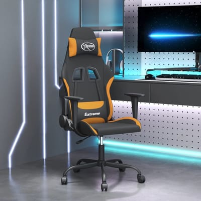 vidaXL - Massage - gamestoel - stof - zwart - en - oranje