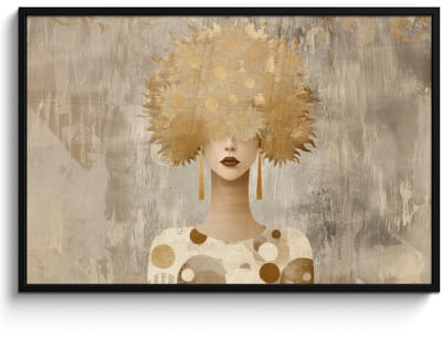 Poster in lijst - Fotolijst 120x80 cm - Posters - Goud - Portret - Vrouw - Posterlijst zwart - Decoratie - Wanddecoratie woonkamer - Muurdecoratie slaapkamer