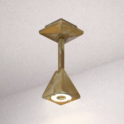 Moretti Luce LED buiten plafondlamp Silva Edge, hoogte 26 cm, antiek messing