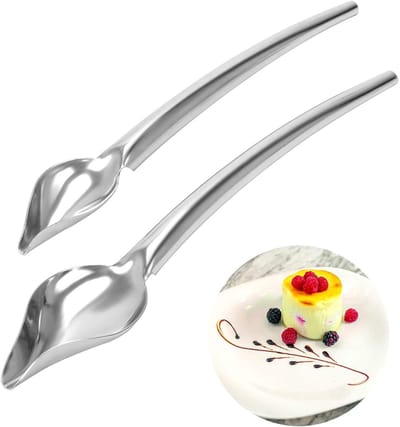Dailygoods- Filterlepel Set van 2 - Roestvrij Staal - Decorlepel - Taart Decoreren - Keukenhulpen - Veilig en Niet Giftig - Decoratieve Lepel