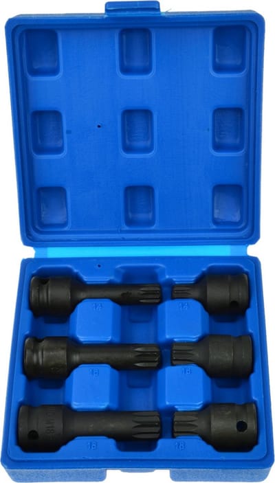 GEKO Spline dopsleutelset - Chroom-Molybdeen - Zwart - M14/M16/M18 - 43/78mm