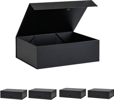 Extra Grote Zwarte Cadeaubox Set (5 Stuks) - Luxe Geschenkdoos met Deksel en Magneet,- 40x30x14cm