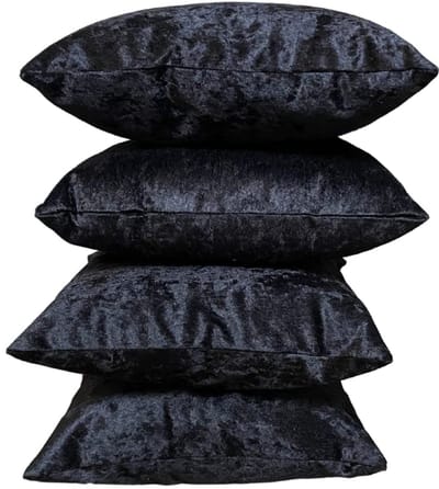 Superzachte luxe geplet ijsfluwelen kussenhoezen voor woonkamer – Set van 4 – Zwart – 60x60 cm