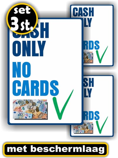 Jerma - Cash Only No Cards – Stickers - 1 van 14 x 20 cm - 2 van 10 x 12 cm Zelfklevend -Vinyl