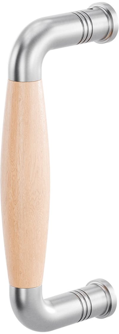 Deurgreep - RVS geborsteld - RVS - GPF - Binnendeur - GPF4941.09B Ika RVS geborsteld/beukenhout gebogen 157x62/141mm