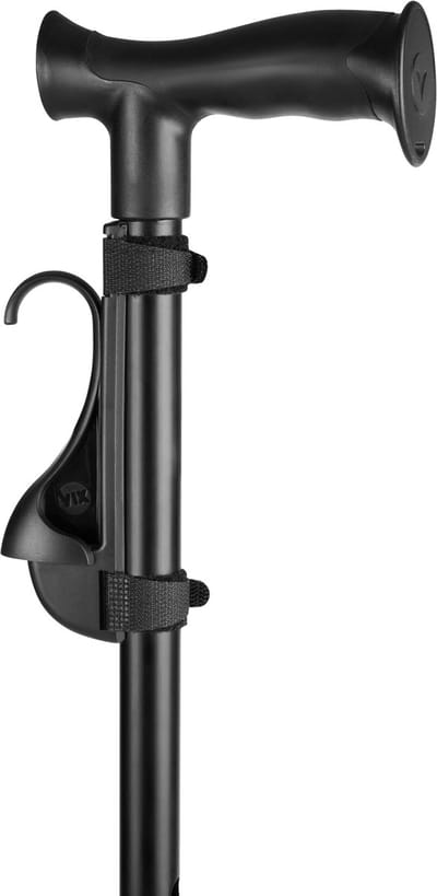 VIX Jive wandelstok klem - multifunctionele stokhouder – eenvoudige bevestiging aan elke stok – Zwart-Zwart