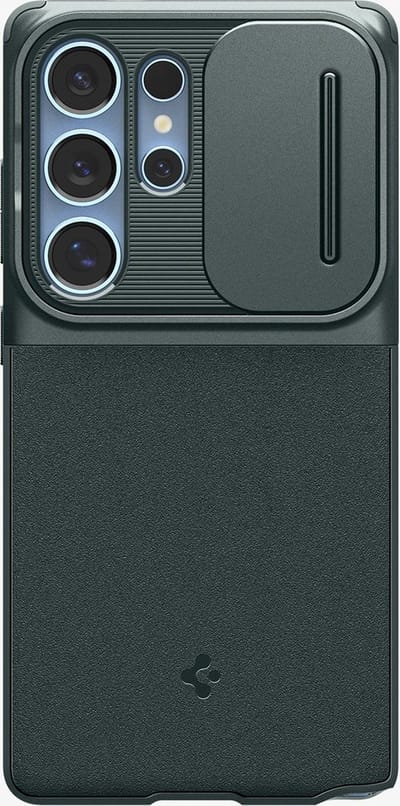 Spigen Optik Armor | Hoesje Geschikt voor Samsung Galaxy S25 Ultra | Back Cover met Camera Slider | Groen
