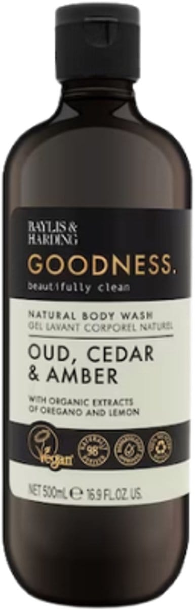 Baylis & Harding Bodywash - Oud, Cedar & Amber | 1x 500ml - Luxe Douchegel - Goodness, Beautifully clean