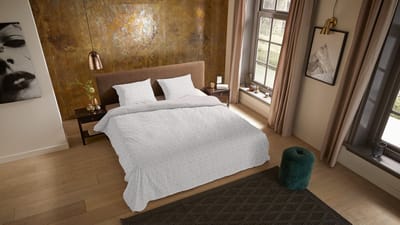 Pure dekbedovertrek geometrische print - 1 persoons 140x200/220 cm - Wit Zand - Microvezel