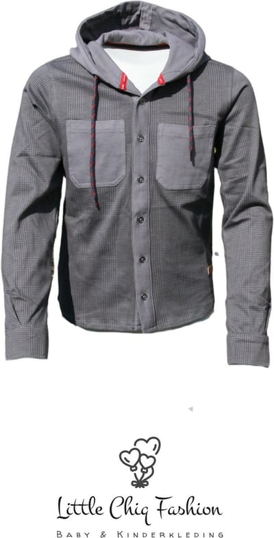 Funkle Boys Overshirt – Grijs Geruit met Capuchon – Casual Luxe