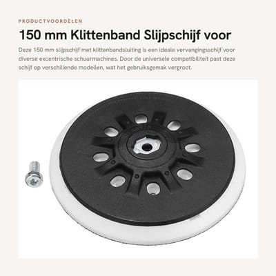Dailygoods - 150 mm Klittenband Slijpschijf voor Excentrische Schuurmachines