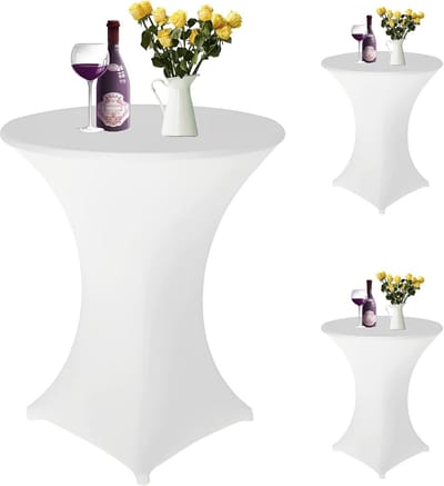 Stretch Hoezen voor Statafels - 3 Stuks - 80 cm x 110 cm - Wit - Perfect voor Bruiloft en Verjaardagsfeest