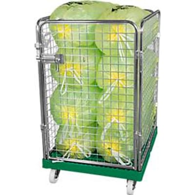 Gaascontainer 4-zijdig, 1020 bruikbare hoogte op kunststof rolcontainer, groen RAL6024