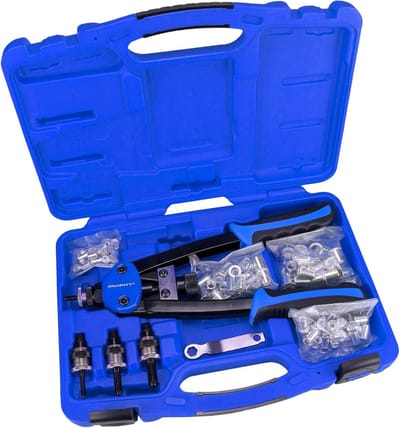 Professionele heavy duty klinknageltang met 80 klinkmoeren voor blinde klinknagels en klinkmoeren