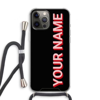 Gepersonaliseerd - Case Company® - Hoesje met koord geschikt voor iPhone 12 Pro hoesje met Koord - Namecase - Telefoonhoesje met Zwart Koord - Extra Bescherming aan alle Kanten en Over de Schermrand