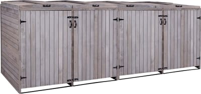 Afvalemmerbehuizing XL 4/8-bins MCW-H74, afvalemmerbox, uitbreidbaar 126x316x98cm hout MVG ~ antracietgrijs