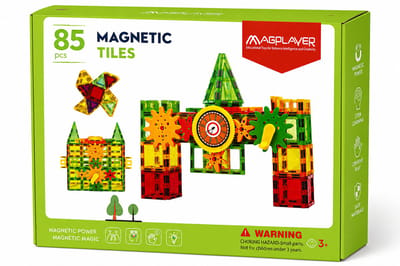 MAGPLAYER Magnetische Tegels 85 Stuks met Tandwielen – Magnetisch Bouwspeelgoed – STEM & Montessori Speelgoed – Educatief Constructiespeelgoed voor Kinderen vanaf 3 Jaar