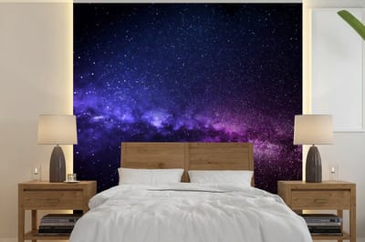 Behang - Fotobehang Sterrenhemel - Nacht - Ruimte - Breedte 220 cm x hoogte 220 cm