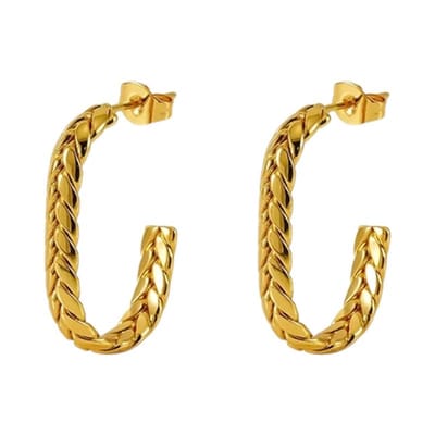 Aramat Jewels | Oorbellen | Goudkleurige Rechthoekige Oorstekers 25mm | | | |8mm | Staal | Volwassenen | Verkleurd niet