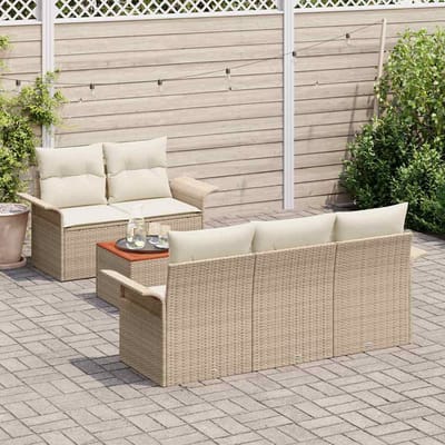 vidaXL - Tuinbank - Set - 6 - st - 5-Aantal - zitplaatsen - Beige - en - Crème