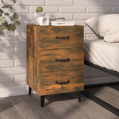 vidaXL - Nachtkastje - 40x40x66 - cm - bewerkt - hout - gerookt - eikenkleurig