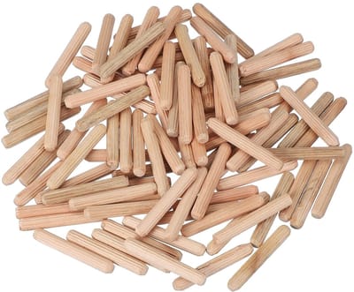 Houten deuvelpennen - Houtverbinding pinnen - Meubelbouw decoratie - Gecanneleerde rechte staven - 6x40 mm - Natuurlijk hout