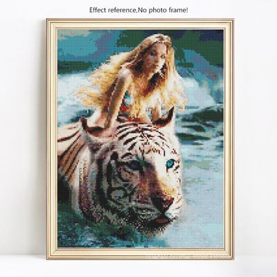 Diamant broderie tigre diamant peinture pleine ronde fille décoration de la maison diamant 20X30 gray